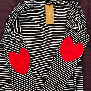 Francesca’s boutique Long sleeve nautical top, size large new with tags